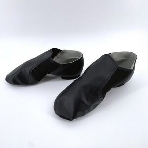 Dance Class Jazz Shoes Women 9 Black Leather Split Sole Slip On Performance
